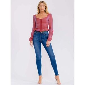 Peach Love California Corset Peplum Top